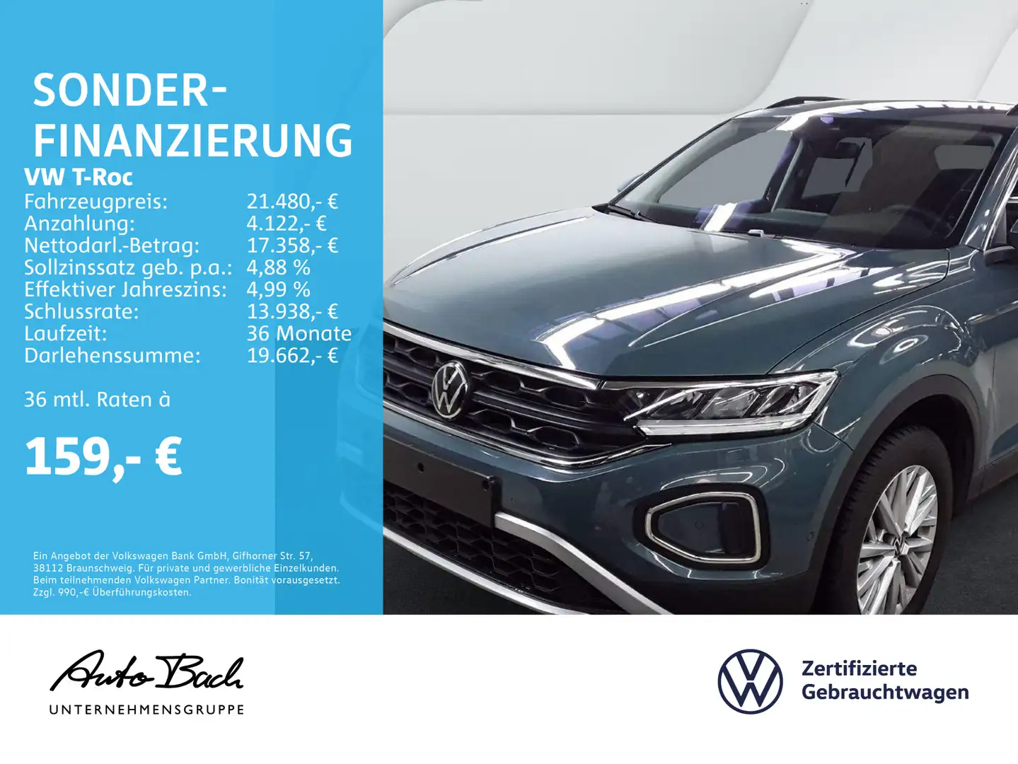 Volkswagen T-Roc 1.0 TSI "Life" Navi LED Digital Cockpit EP Blauw - 1