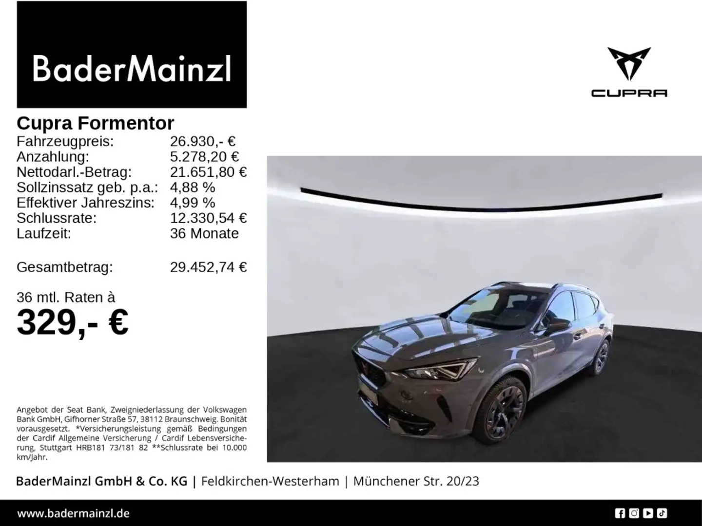 CUPRA Formentor 1.5 TSI DSG Pano Kamera Beats 360° Nav Grau - 1