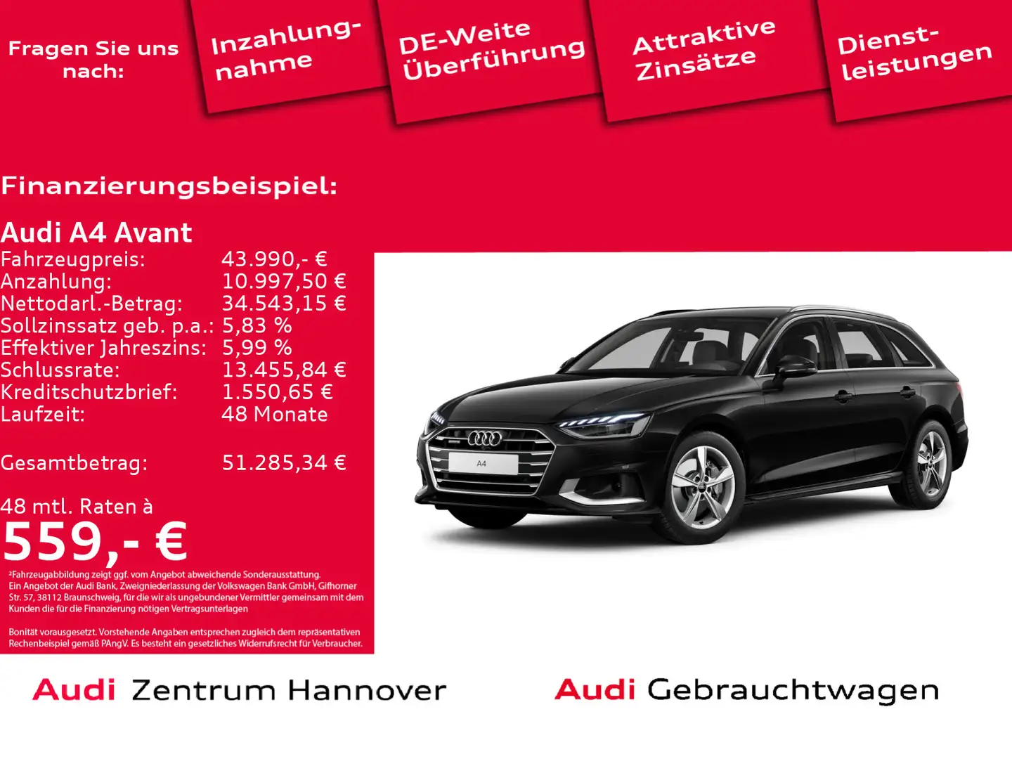 Audi A4 40 TDI quattro advanced virtual DAB Nav Schwarz - 1