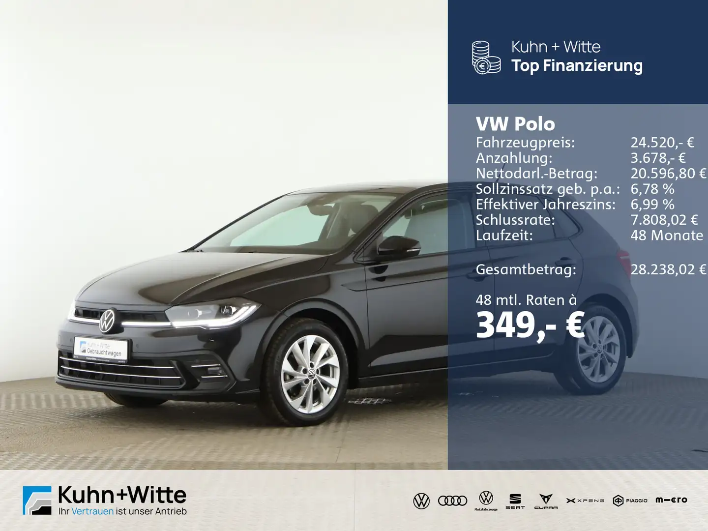 Volkswagen Polo 1.0 TSI Style *Pano*AHK*Matrix*RFK*Navi* Zwart - 1
