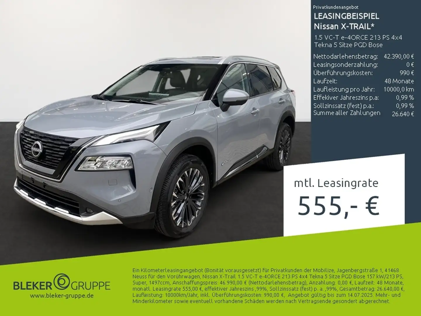 Nissan X-Trail 1.5 VC-T e-4ORCE 213 PS 4x4 Tekna 5 Sitze PGD Bose Серый - 2