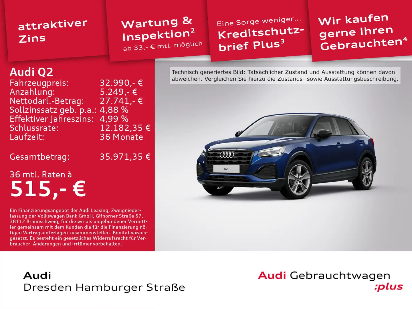 Audi Q2 Advanced 35 TFSI 110(150) kW(PS) S tronic Blau - 1