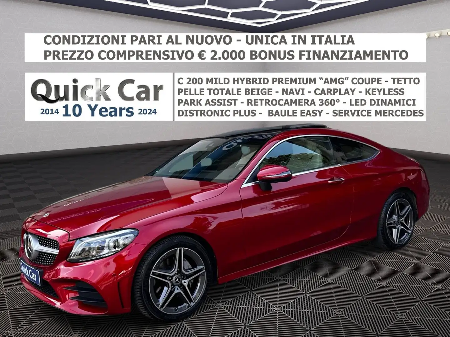 Mercedes-Benz C 200 Coupe mhev PREMIUM DISTRONIC,TETTO,CARPLAY,UNICA ! Rosso - 1