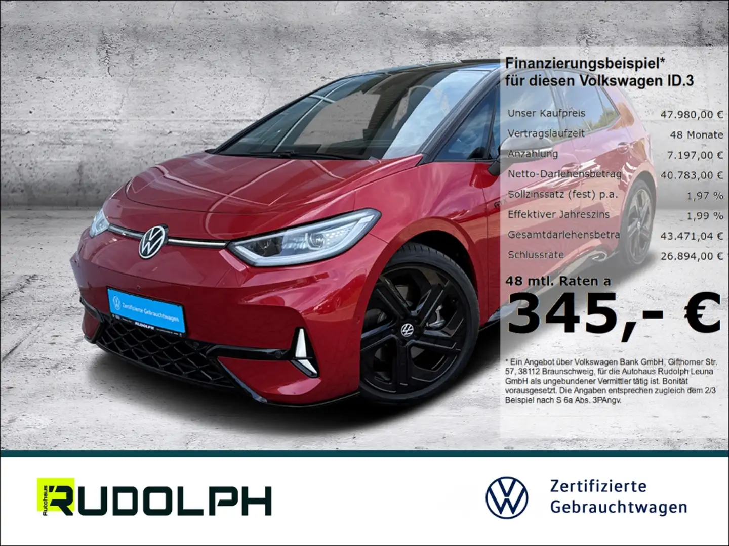 Volkswagen ID.3 GTX 1-Gang-Automatik HUD Navi SHZ HarmanKardon Pan Rot - 1