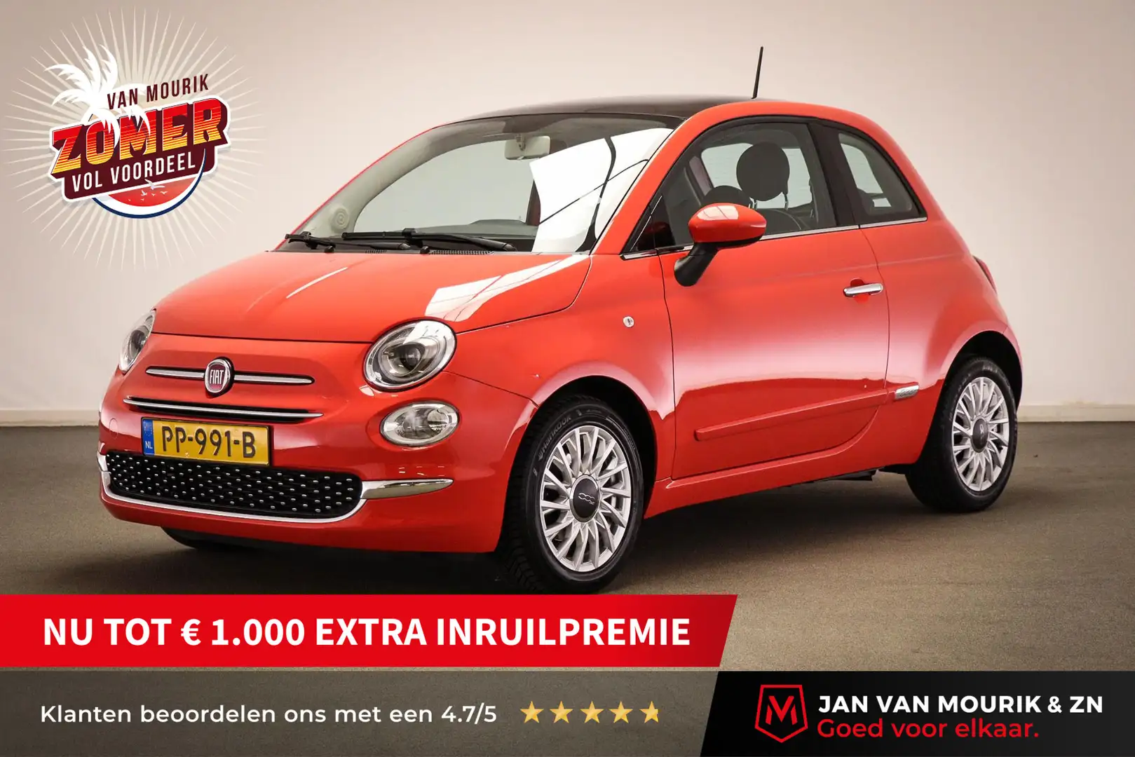 Fiat 500 0.9 TwinAir Turbo Lounge | PANORAMADAK | AIRCO | C Rojo - 1