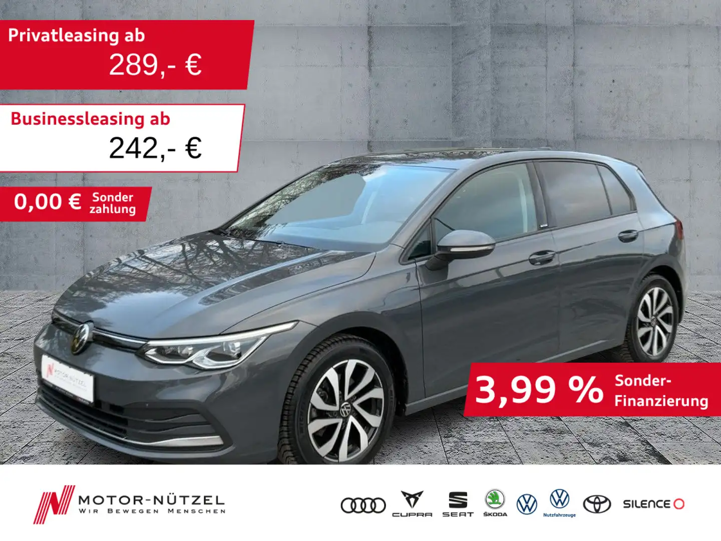Volkswagen Golf VIII 1.5TSI 5JG+LEDplus+ACC+AHK+NAV+SHZ+RFK Grau - 1