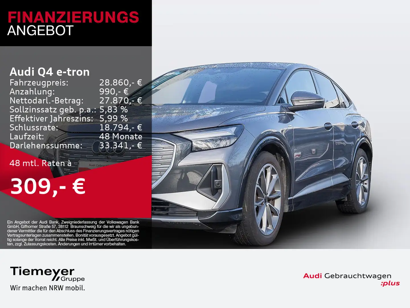 Audi Q4 e-tron Sportback 40 LED NAVI KLIMA VIRTUAL Gris - 1