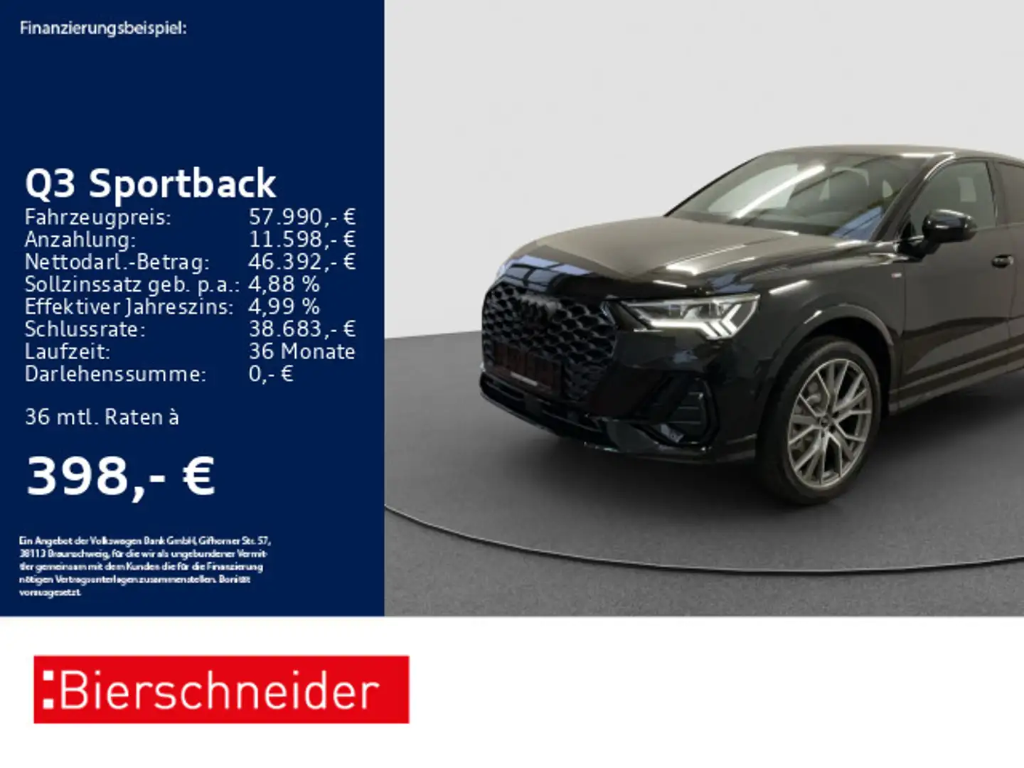 Audi Q3 45 TFSI qu S-Line AHK MATRIX-LED PA Schwarz - 1