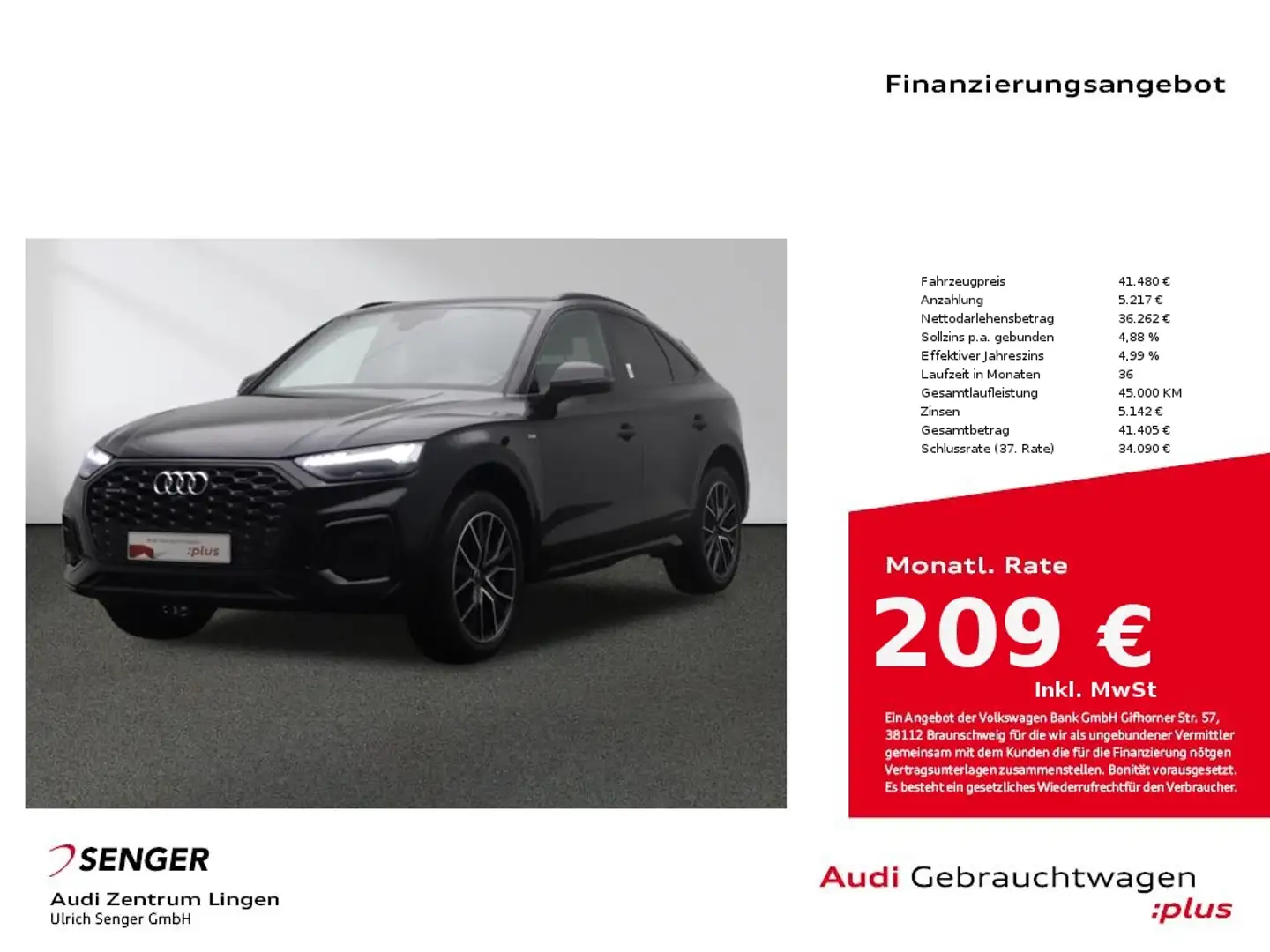 Audi Q5 Sportback S line 45 TFSI quattro 360° Kamera Noir - 1