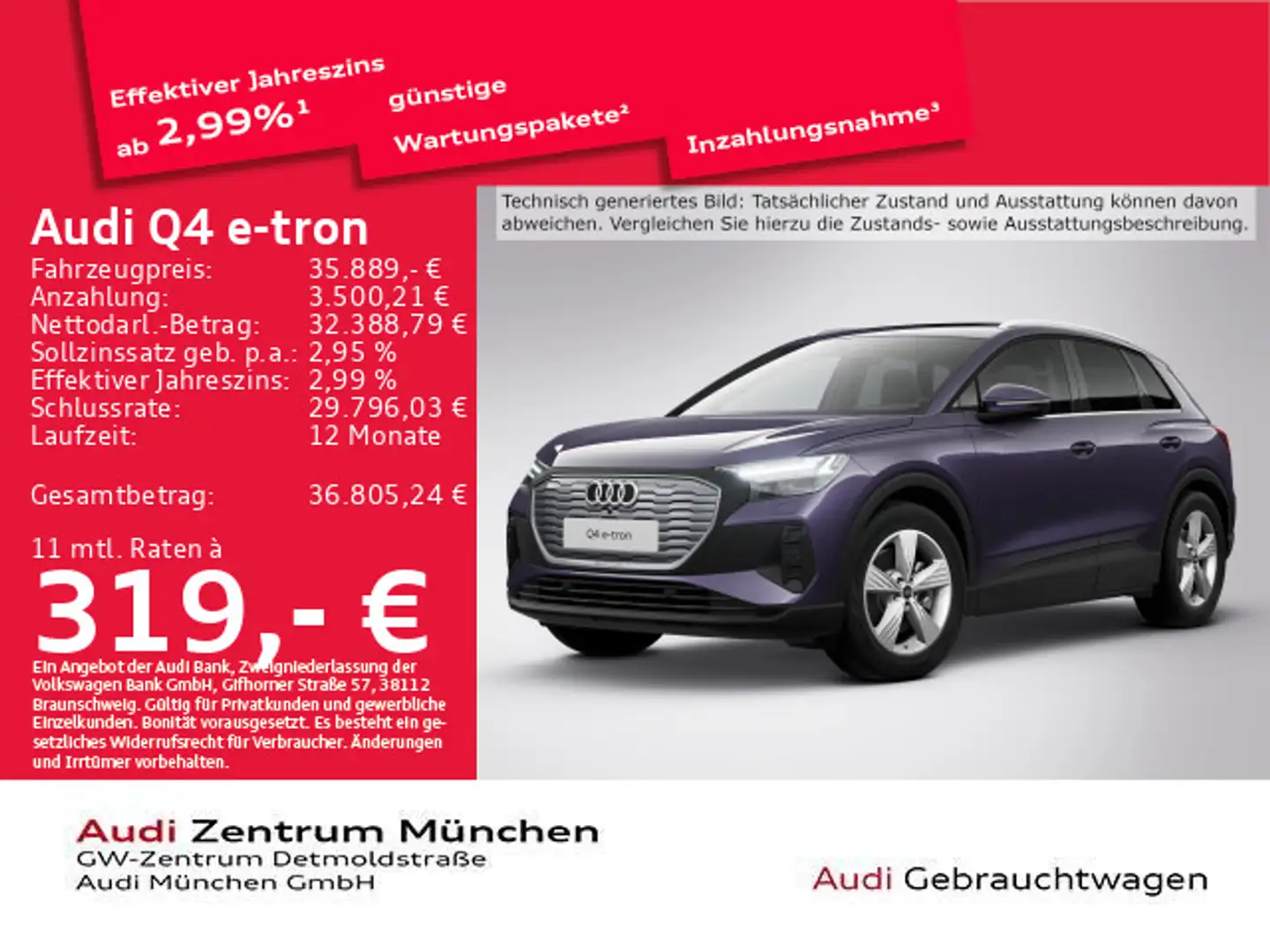 Audi Q4 e-tron 40 Pano/Wärmep./NaviPro/Kamera Violett - 1