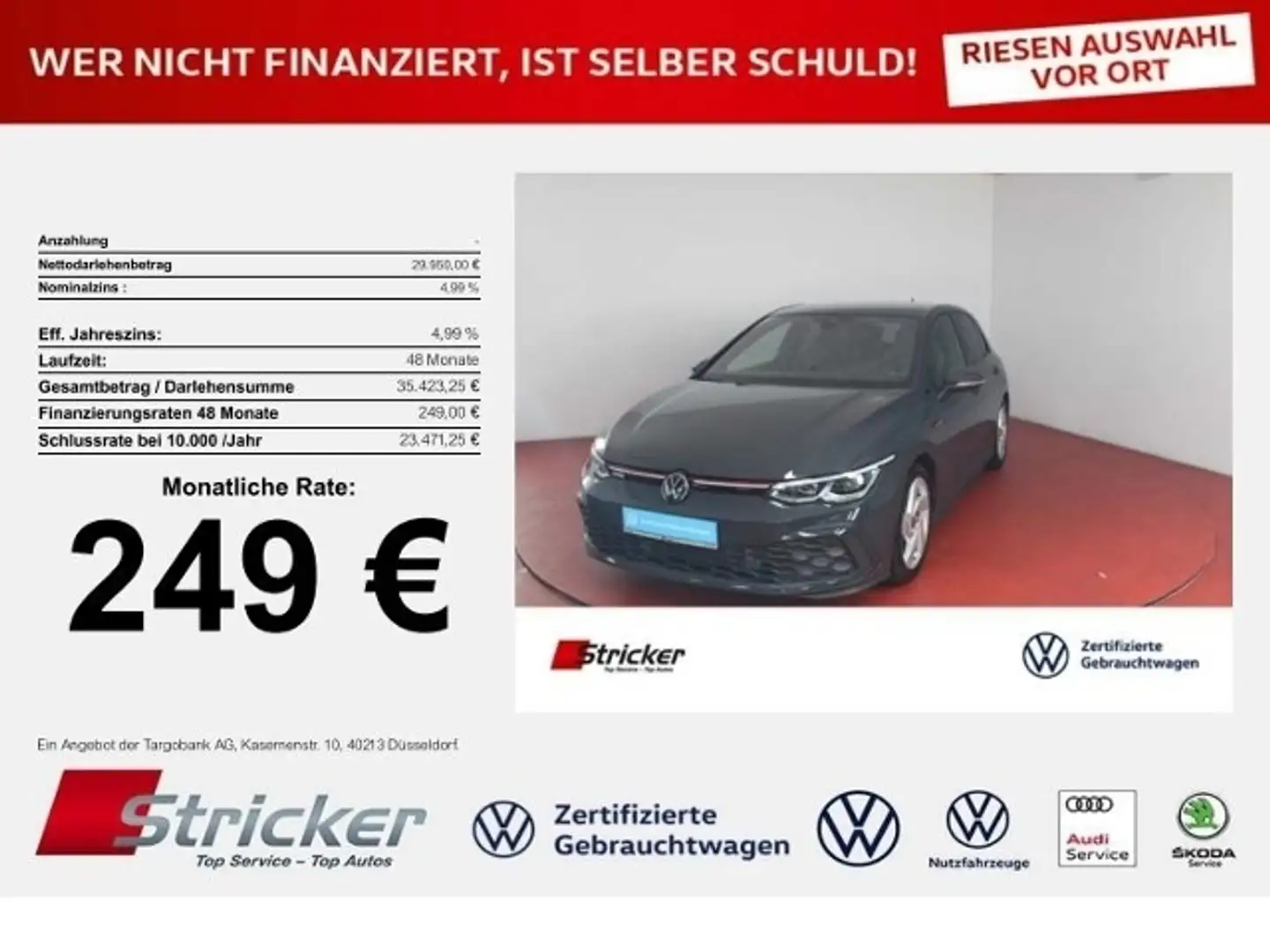 Volkswagen Golf GTI 2.0TSI DSG 249,-ohne Anzahlung Kamera Sitzhe Grau - 1