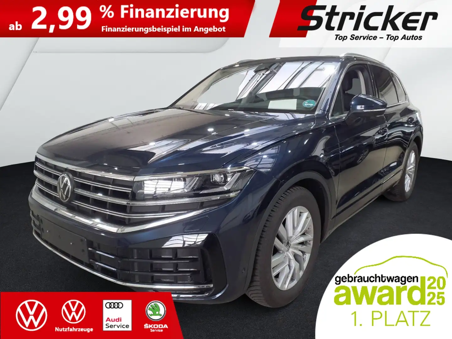 Volkswagen Touareg Elegance 3.0TDI 445,-ohne Anzahlung AHK Luft App- Blau - 2