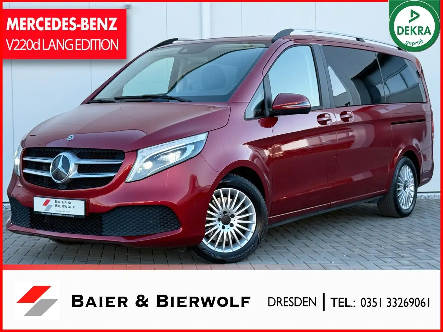 Mercedes-Benz V 220 d EDITION lang LED ILS AHK BURMEISTER STHZ Rouge - 1