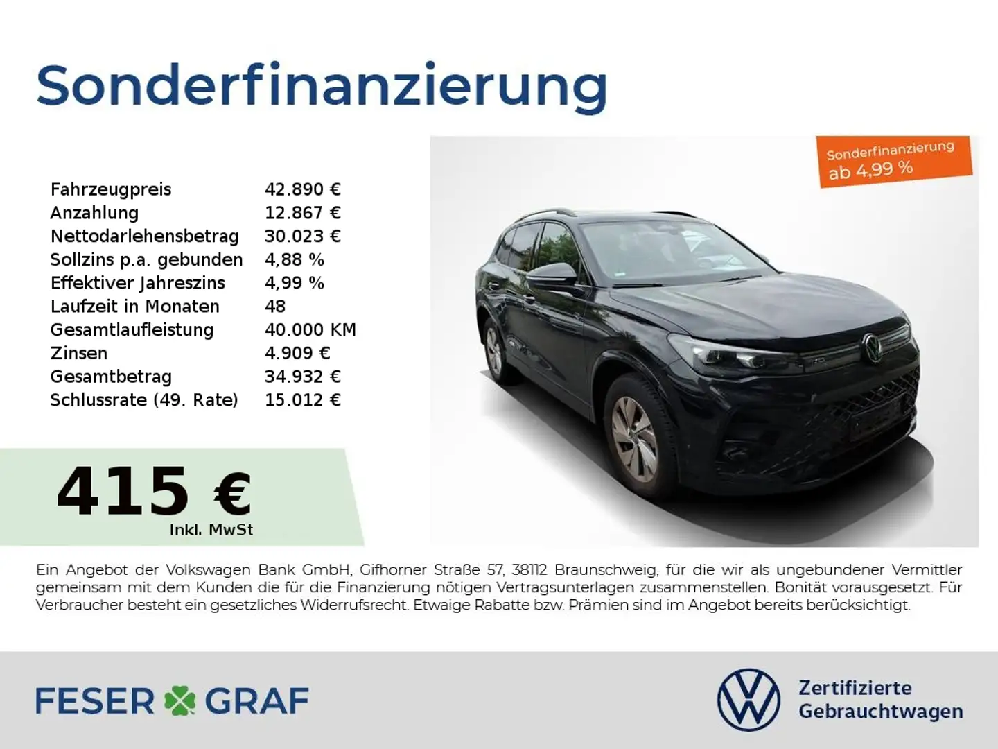 Volkswagen Tiguan 2.0 TDI R-Line 4Motion DSG PanoramaSchiebedach / A Schwarz - 1
