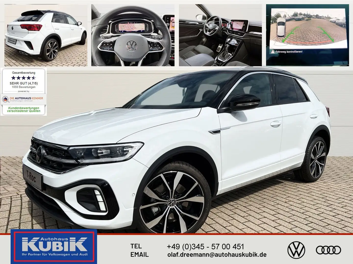 Volkswagen T-Roc R-Line 1.5 TSI mit DSG+19" Misano+IQ.Light+ergoAkt Blanc - 1