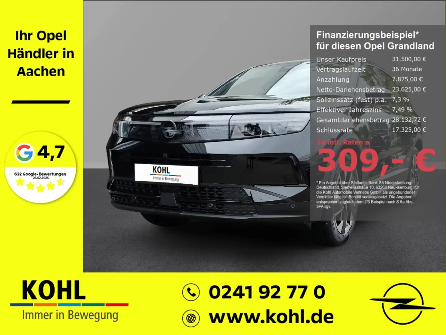 Opel Grandland GS 1.2 48V Mild-Hybrid 145PS HUD Navi 360°Kamera Schwarz - 1