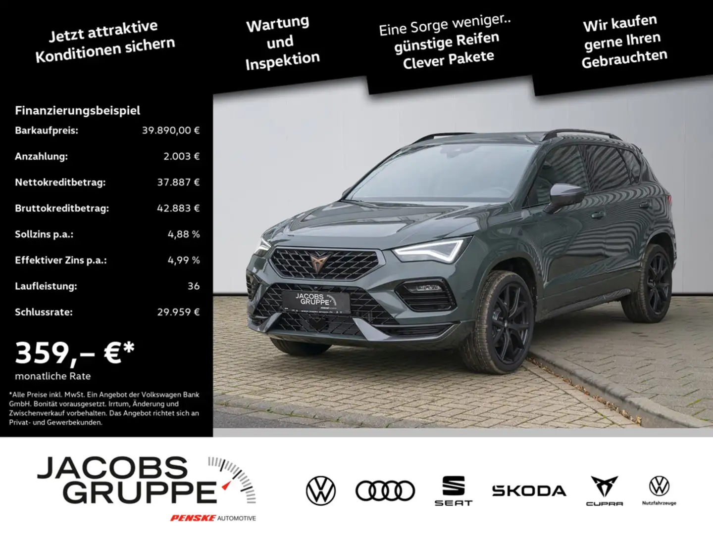 CUPRA Ateca Tribe Edition 1.5 TSI DSG UPE EUR 51.640,- incl. Überführung Verde - 1