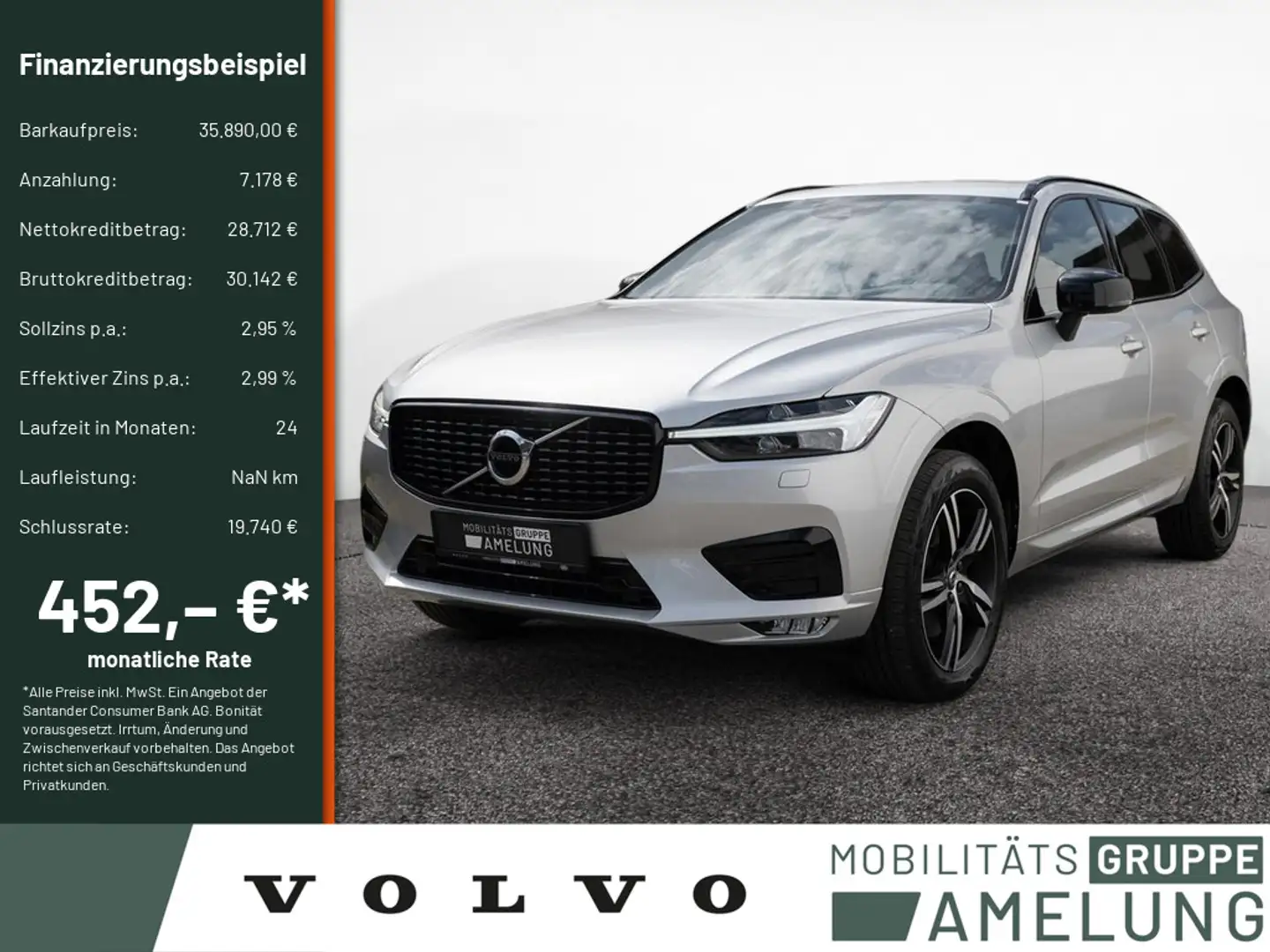 Volvo XC60 B4 R-Design AWD PDC H/K NAVI ACC LED AHK Silber - 1