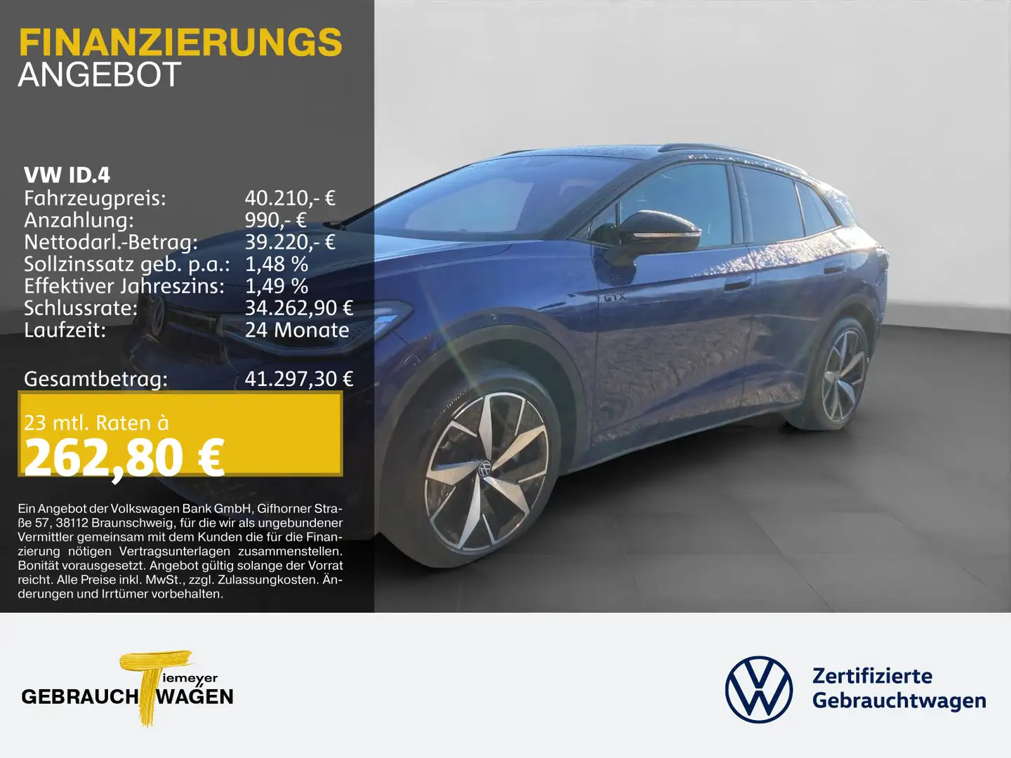 Volkswagen ID.4 GTX 4M LM20 WÄRMEPUMPE AHK NAVI Blau - 1