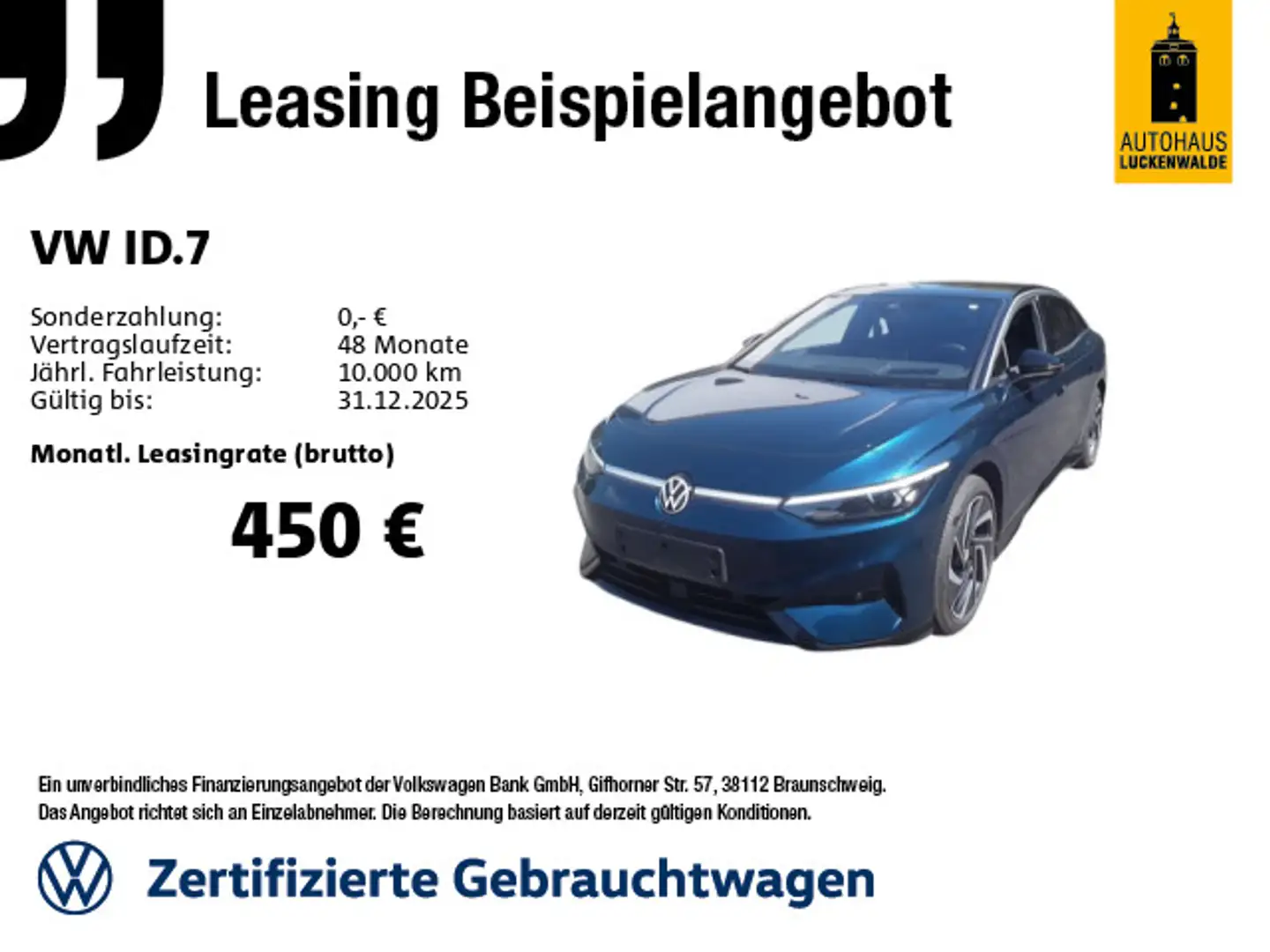 Volkswagen ID.7 Pro *PANO*IQ-MATRIX*AHK*360°*WärmeP*NAV* Blau - 1