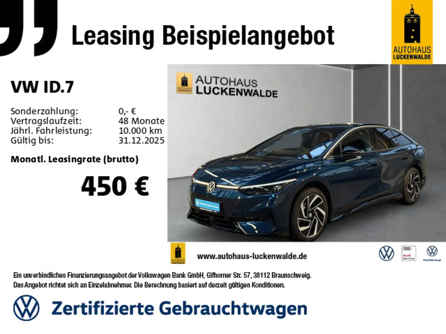 Volkswagen ID.7 Pro *PANO*IQ-MATRIX*AHK*360°*WärmeP*NAV* Blu/Azzurro - 1