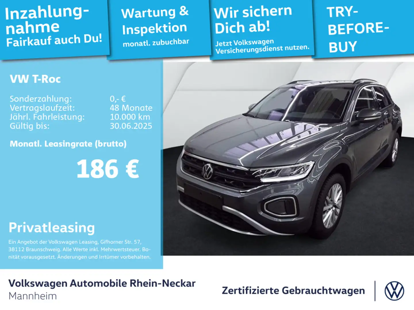 Volkswagen T-Roc 1.0 TSI Life Navi PDC LED uvm Grau - 1
