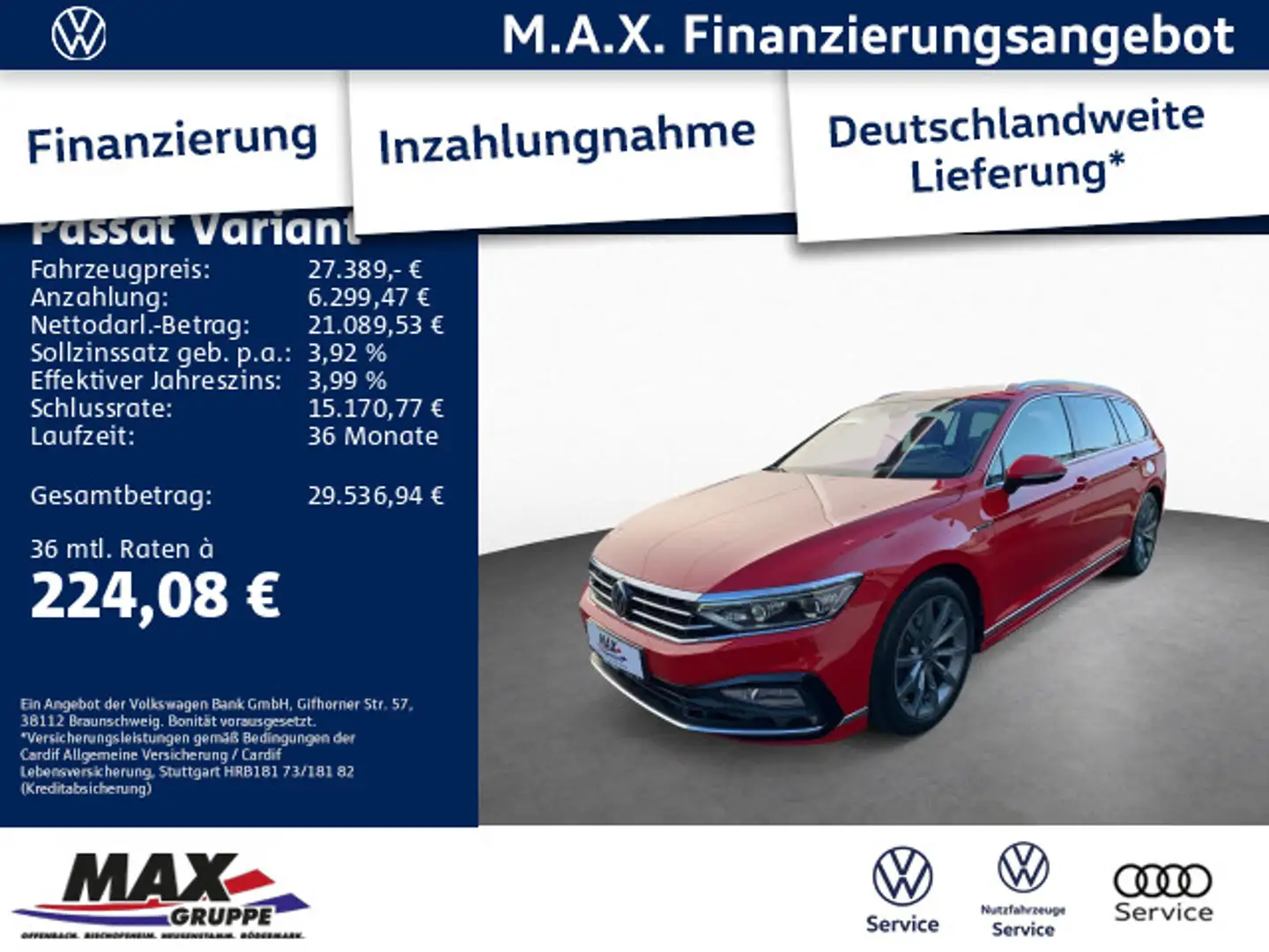Volkswagen Passat Variant 2.0 TSI 4M R-LINE IQLIGHT+AHK+HUD Rojo - 1