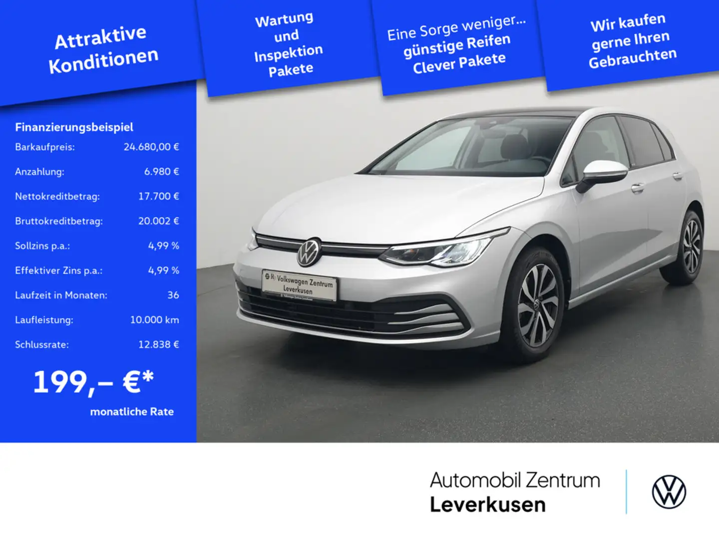 Volkswagen Golf VIII Active DSG KAM SHZ PDC NAVI PANO APP Schwarz - 1
