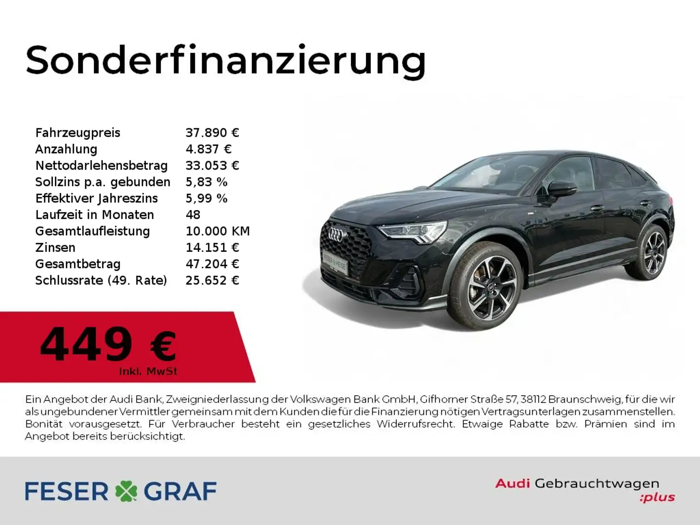 Audi Q3 Sportback S-line 35 TFSI S-tronic LED/Navi+/SHZ/Ka Schwarz - 1