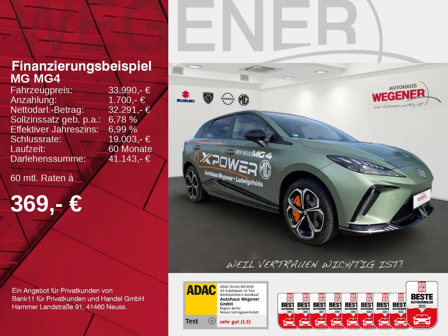 MG MG4 XPOWER 4x4 64 kWh 435PS Track-Mode-Display Verde - 2
