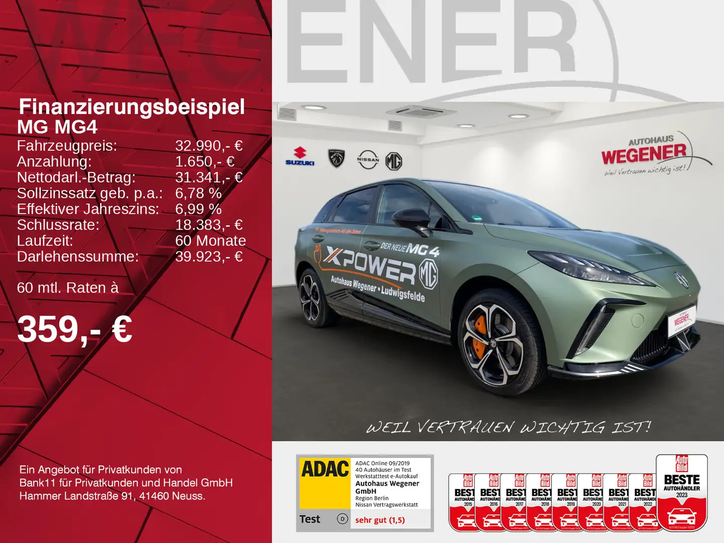 MG MG4 XPOWER 4x4 64 kWh 435PS Track-Mode-Display Verde - 2