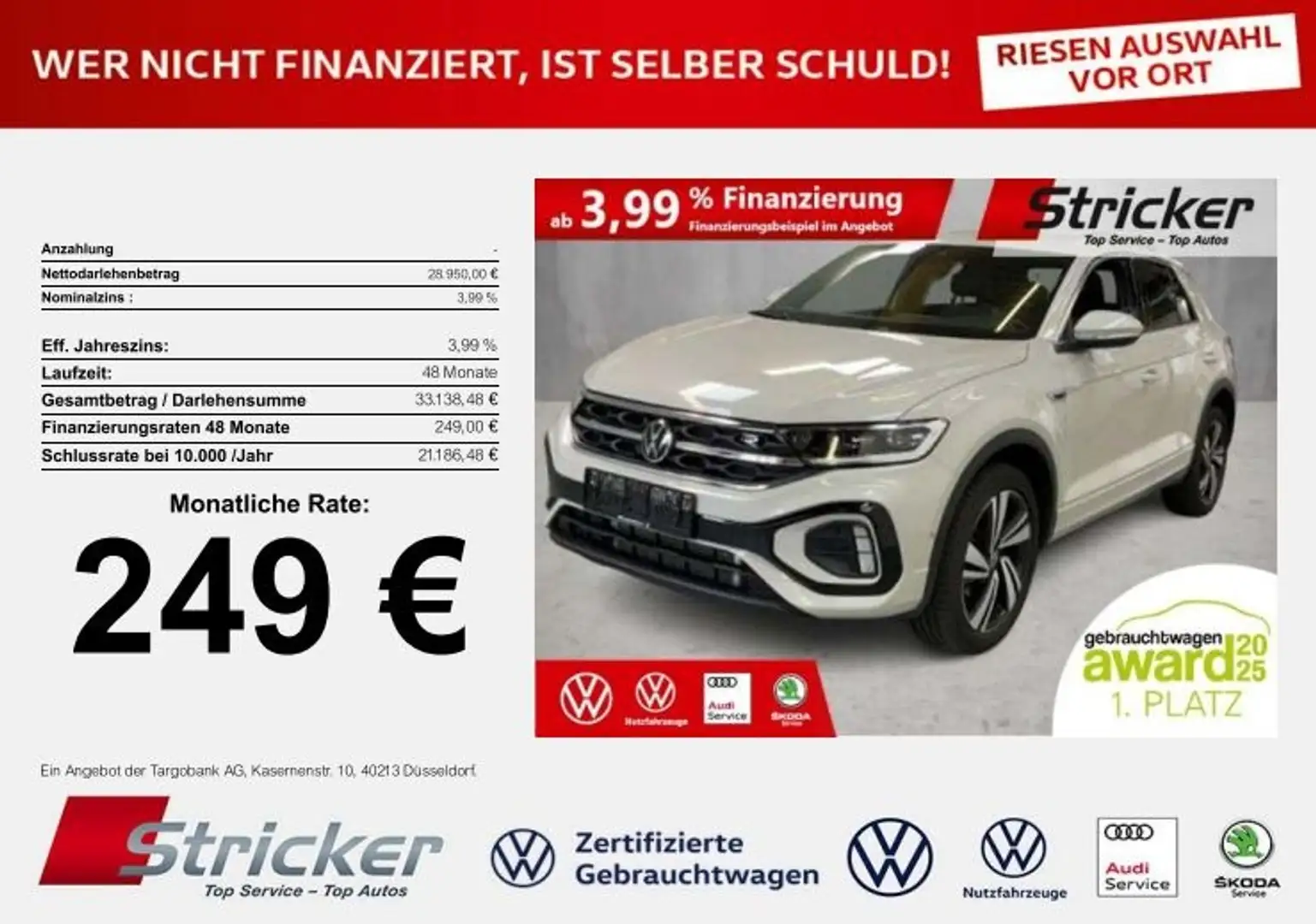 Volkswagen T-Roc R-Line 1.5TSI DSG 249,-ohne Anzahlung Kamera ACC Grau - 2