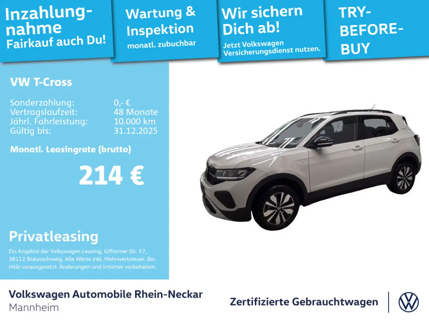 Volkswagen T-Cross 1.0 TSI GOAL GAR2030 Kamera PDC LED uvm Grau - 1