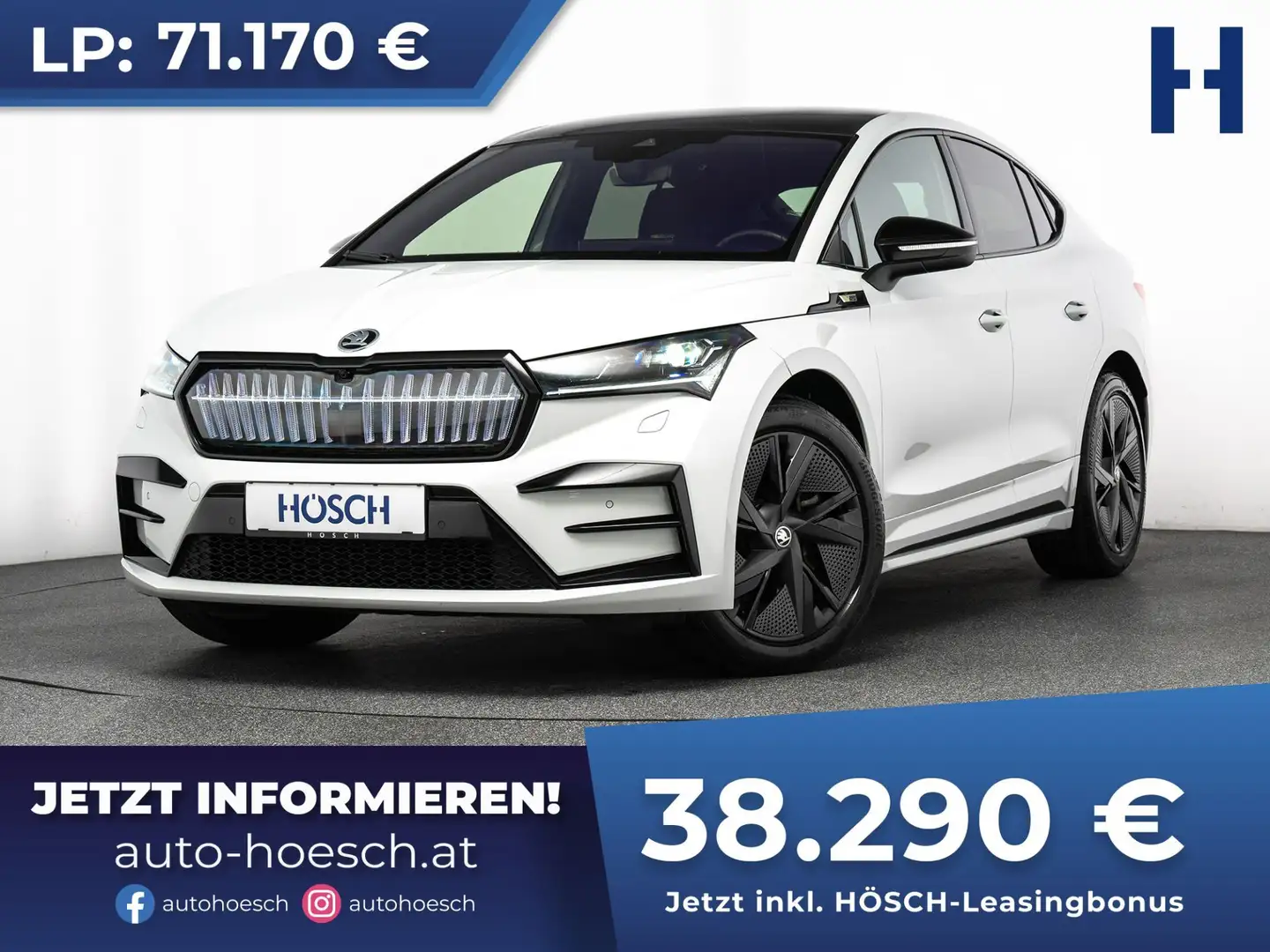 Skoda Enyaq iV 80 COUPE RS HEAD-UP AHK PANO CANTON -46% Weiß - 1
