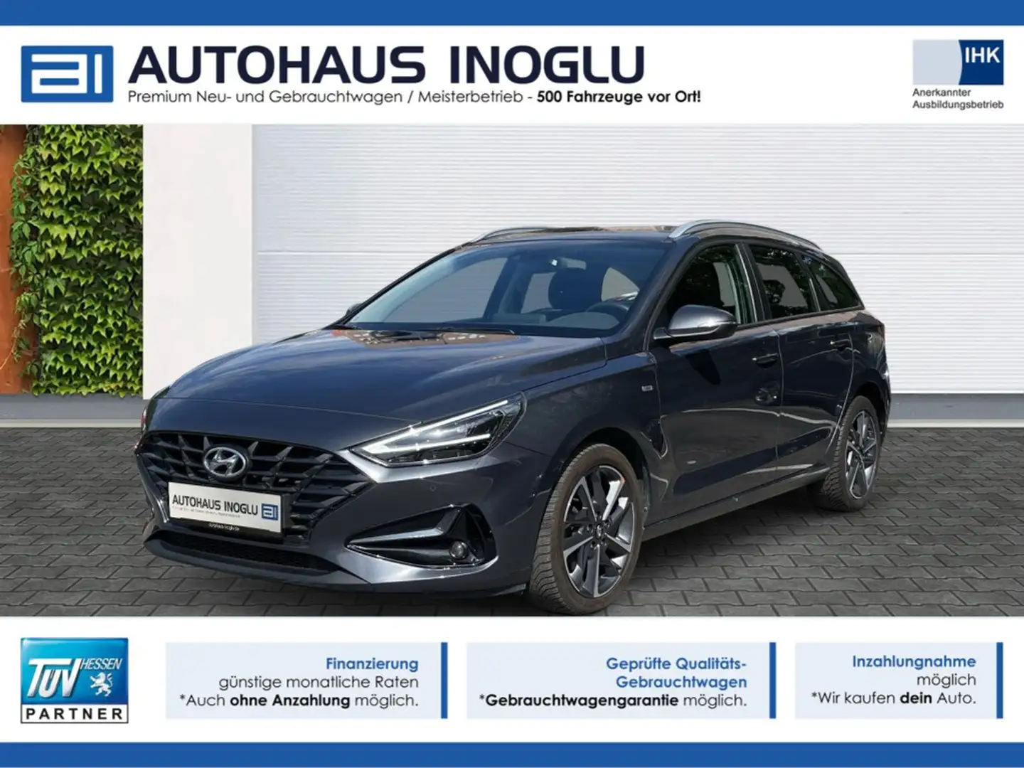 Hyundai i30 1.0 TGDI*7-DCT*LED*Navi*RKam*Lenk Shz*FCA Grey - 1
