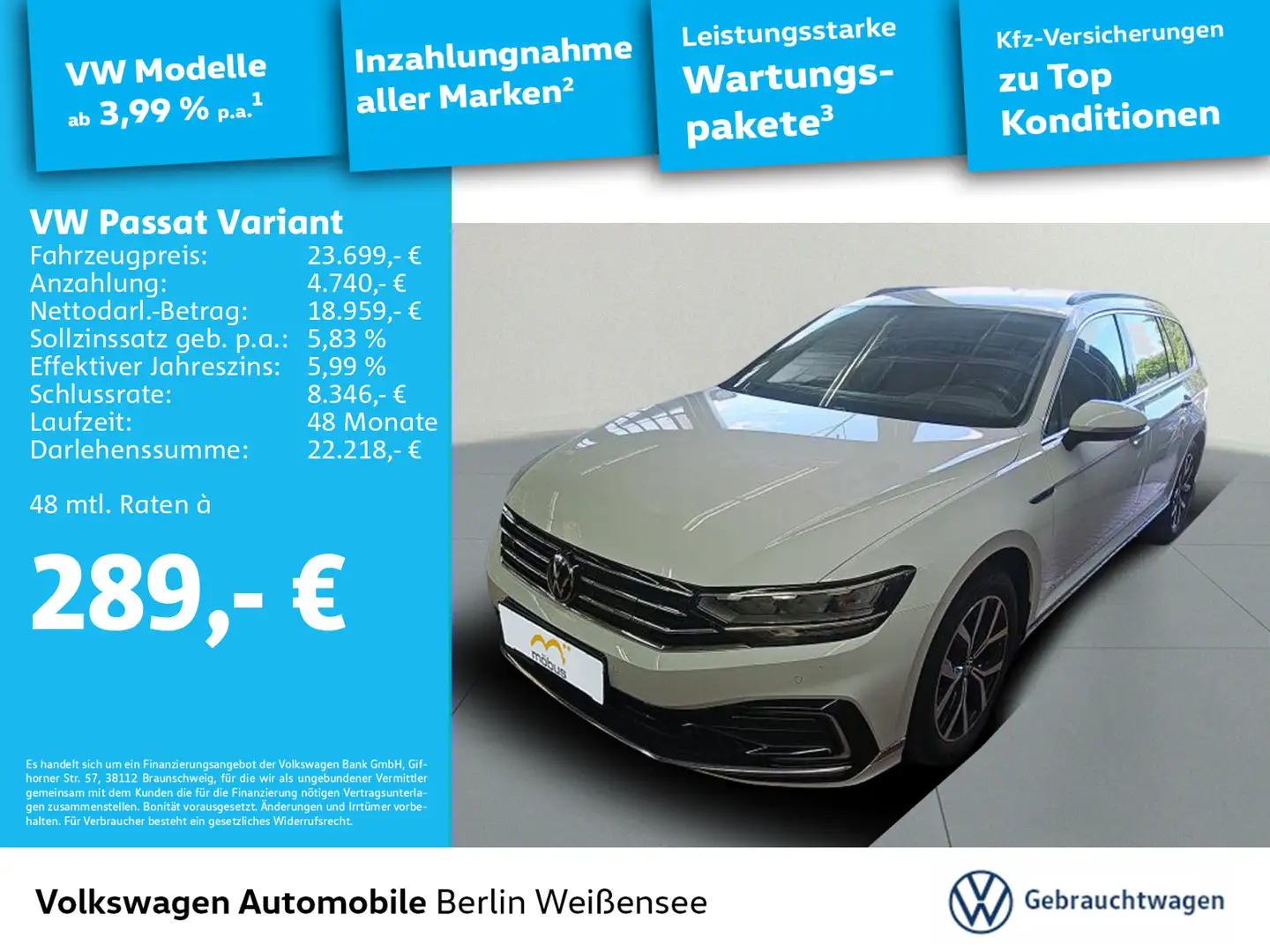Volkswagen Passat Variant 1.4 TSI DSG Hybrid GTE*APP*LED*NA Weiß - 1