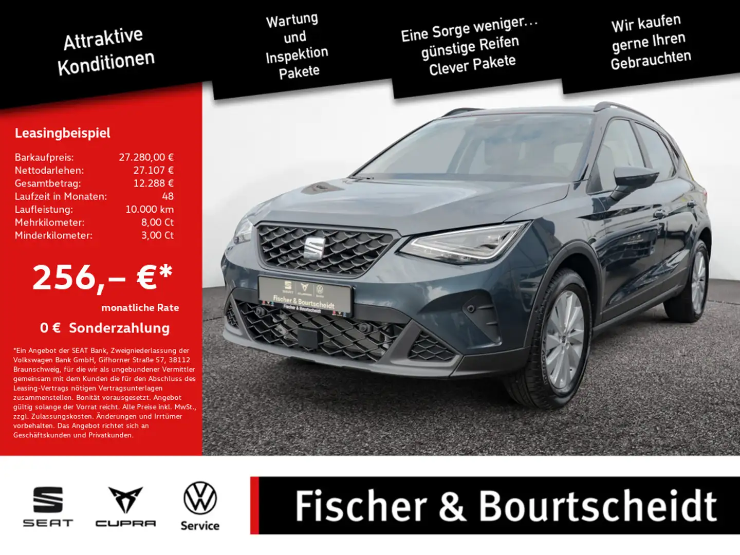 SEAT Arona 1.0 TSI Road Edition NAVI SHZ KESSY KAM Grau - 1