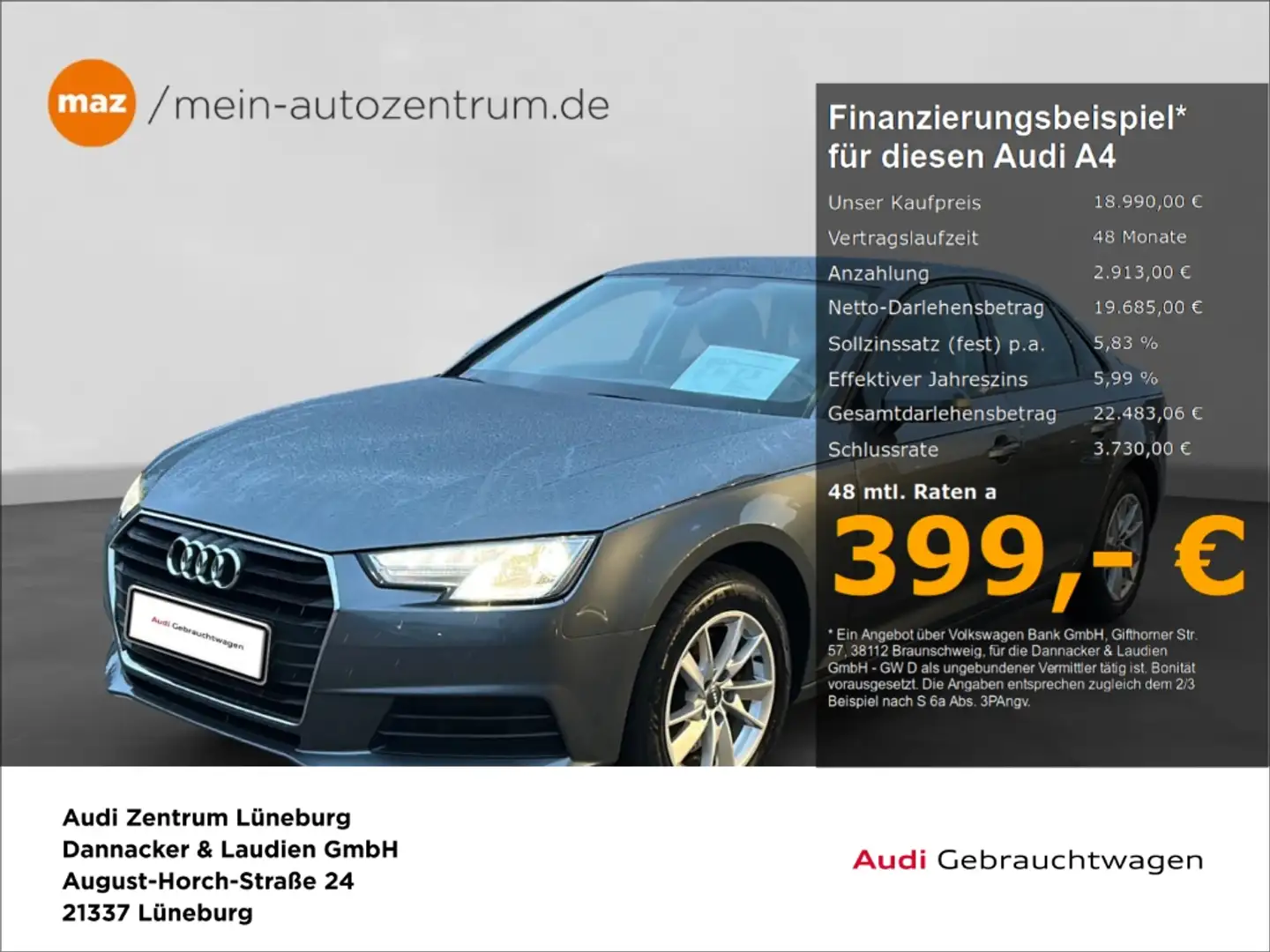 Audi A4 Lim. 1.4 TFSI Alu Xenon APS Tempomat Sitzheizung u Grau - 1