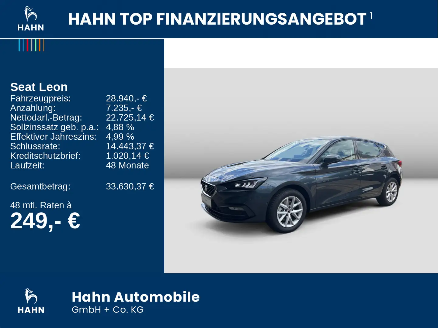 SEAT Leon Style 1.5 eTSI 150 PS Kessy LED IsoFix PDC Grau - 2