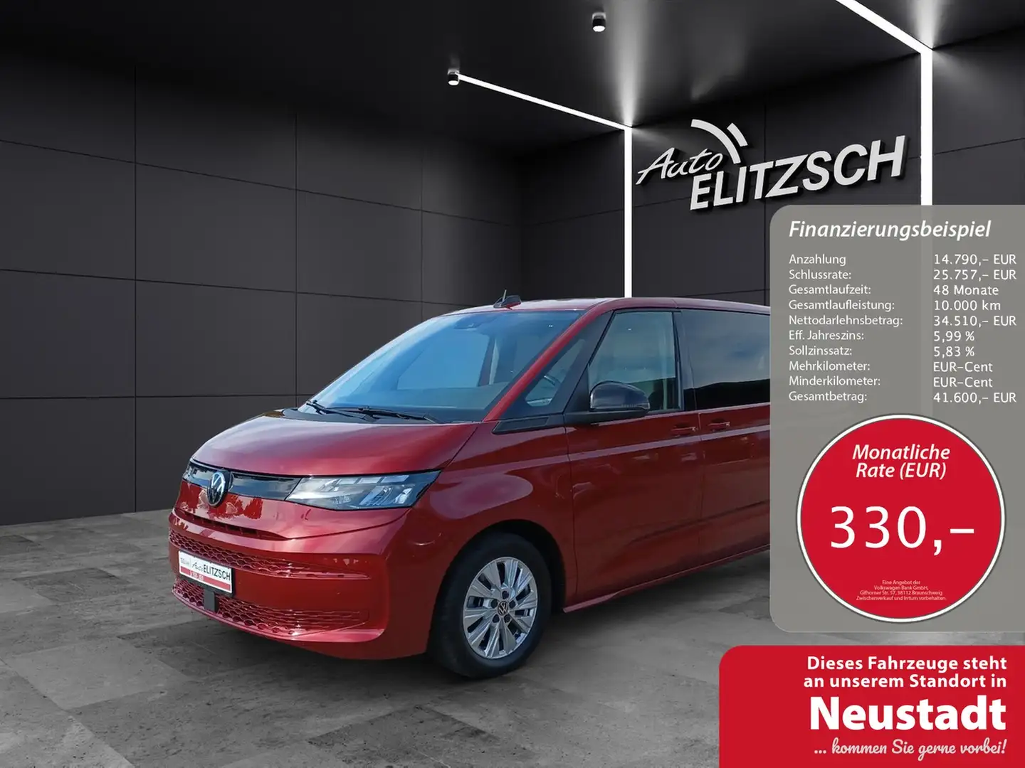 Volkswagen T7 Multivan TDI DSG LED Navi AID RFK SH LM Rot - 1