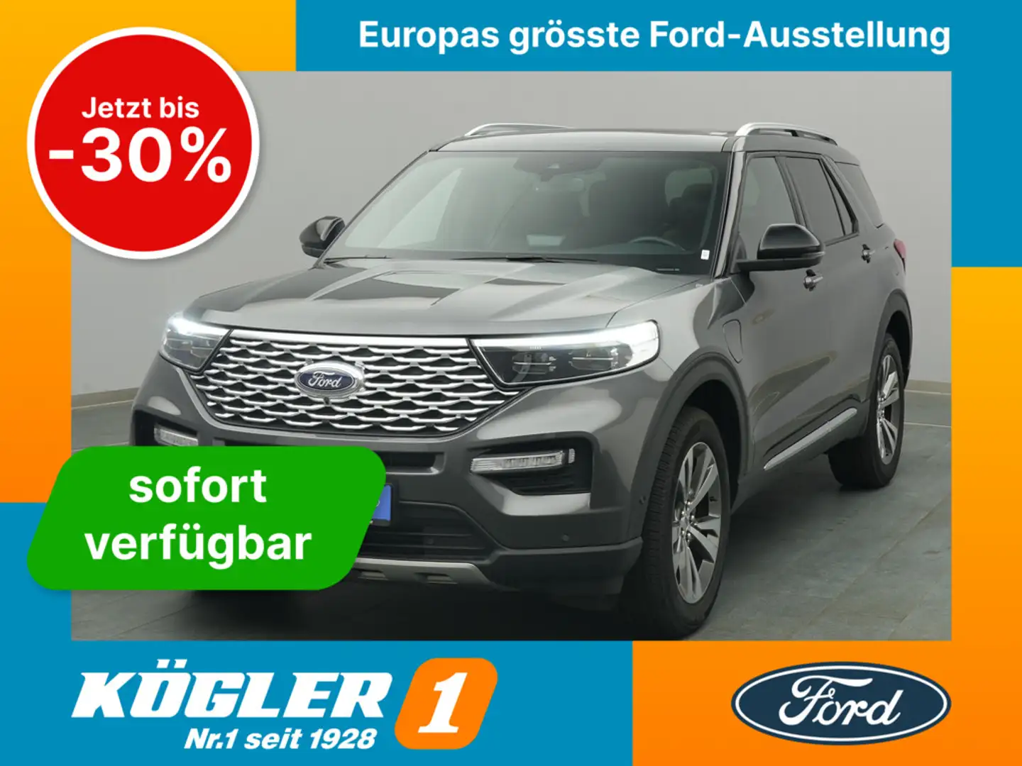 Ford Explorer Platinum PHEV 363PS Aut. 4x4/ACC/Pano Grau - 1