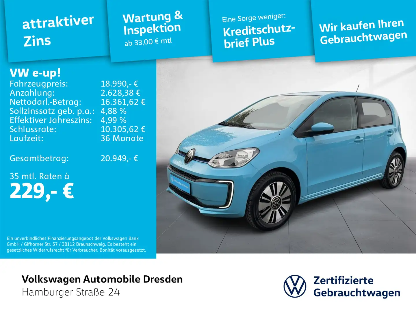 Volkswagen e-up! Edition KLIMA CCS KAMERA MAPS + MORE Blau - 1