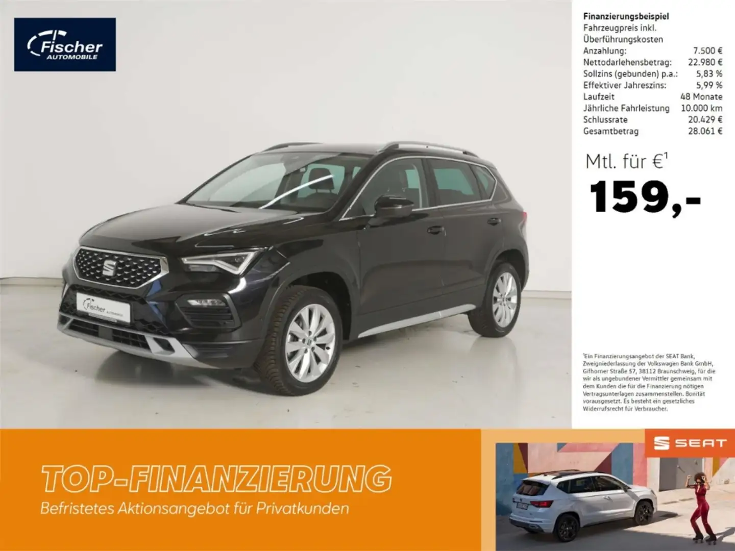 SEAT Ateca 1.5 TSI DSG Xperience AHK/NAV/LED/ACC/RFK Schwarz - 1
