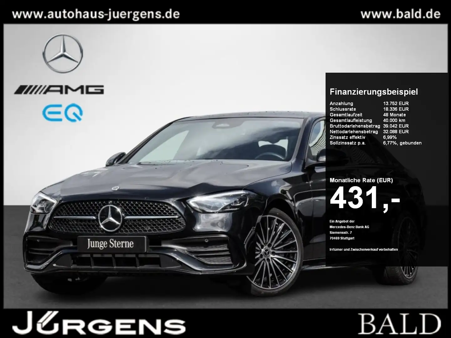 Mercedes-Benz C 200 d AMG-Sport/Pano/360/Night/Winter/Memo/19" Schwarz - 1