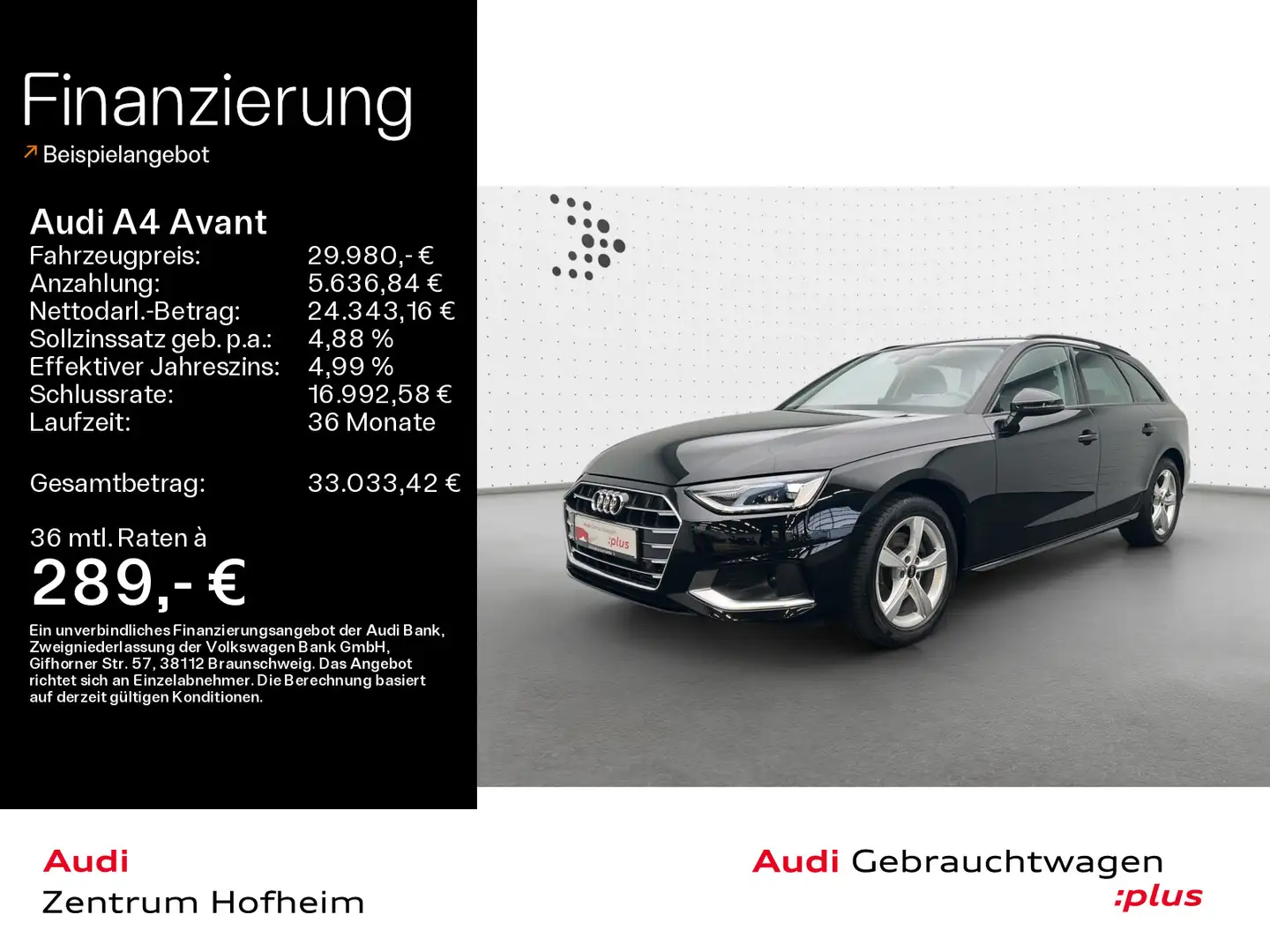 Audi A4 35 TFSI Advanced S tro*LED*Navi+*KLIMA* Schwarz - 1