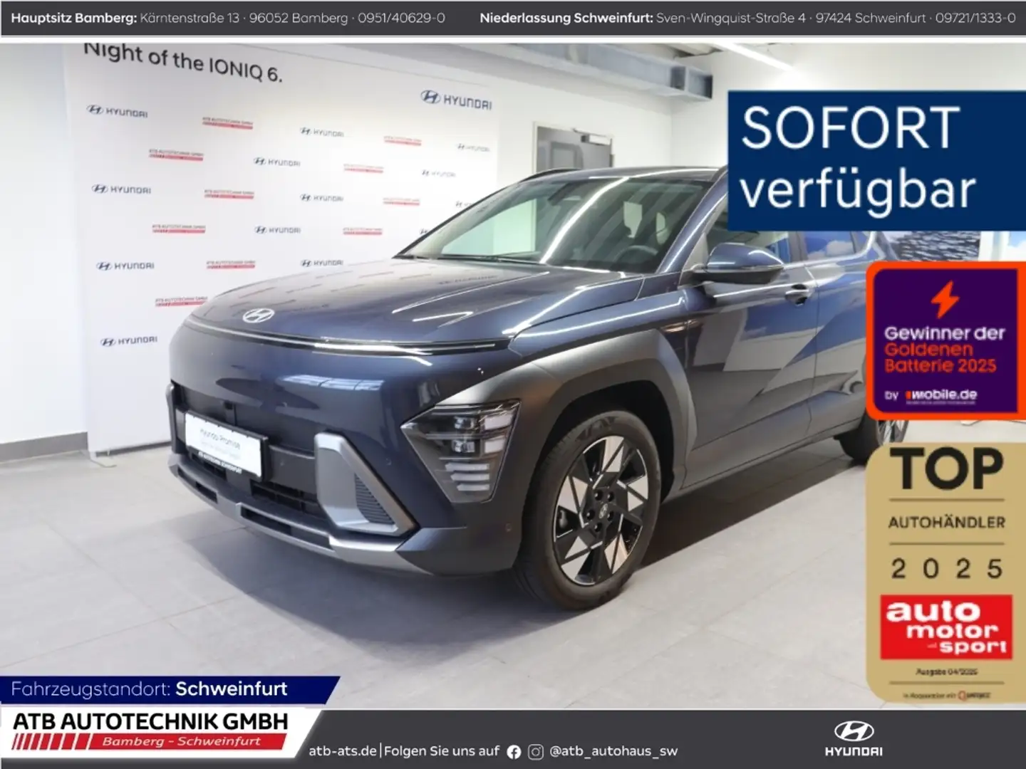 Hyundai KONA Prime 1.6 Hybrid GDI DCT AHK-abnehmbar Navi Leder Niebieski - 1