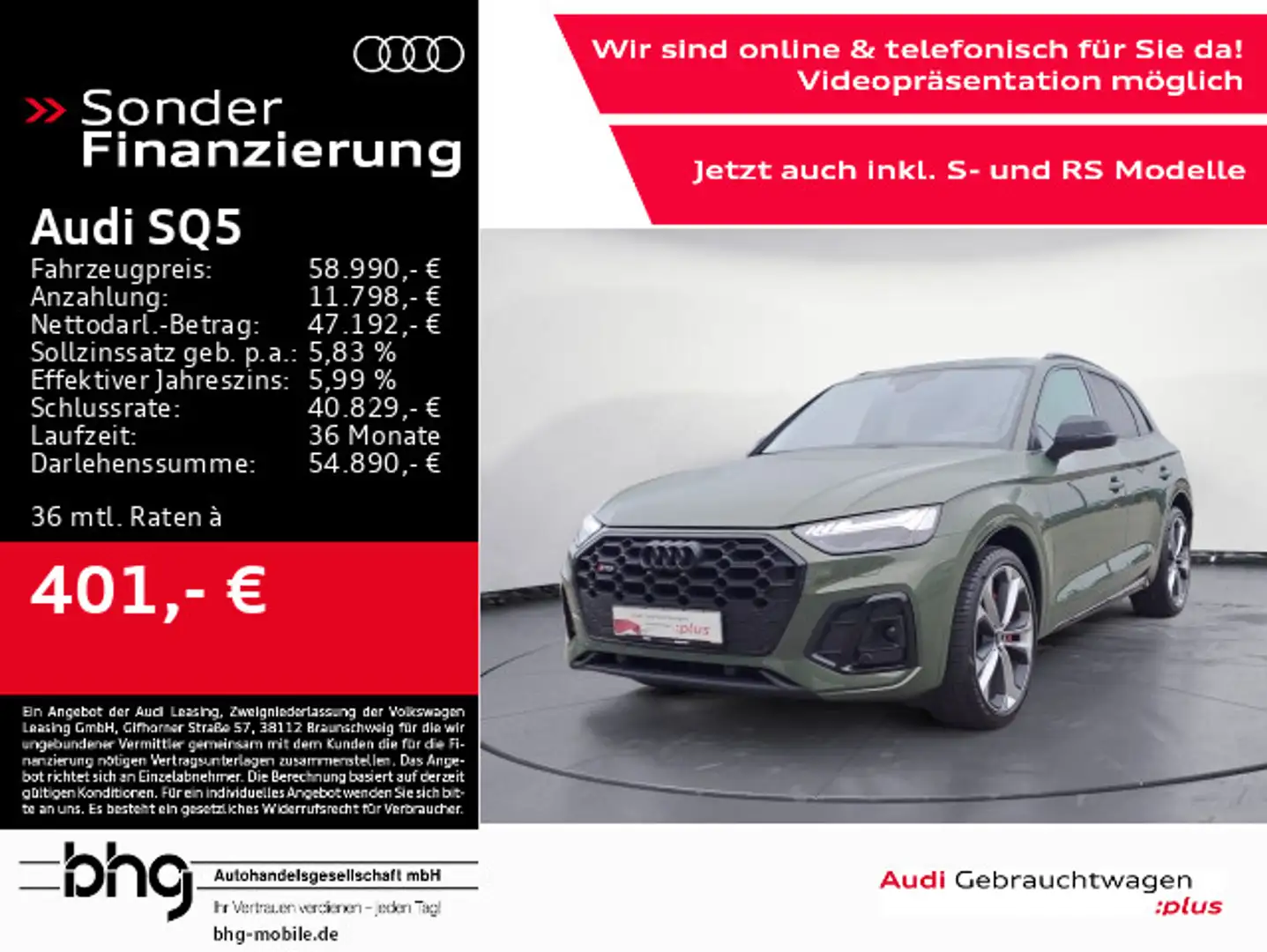 Audi SQ5 TDI quattro Virtual Keyless Matrix Navi Kame Zelená - 1