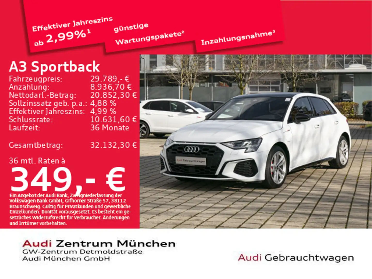 Audi A3 45 TFSI e S tronic S line Pano/Virt Weiß - 1