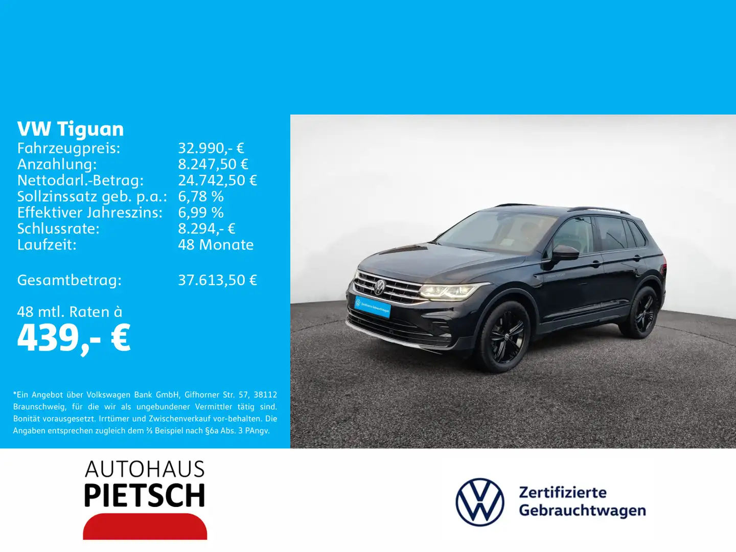 Volkswagen Tiguan 2.0 TSI DSG Life Schwarz - 1