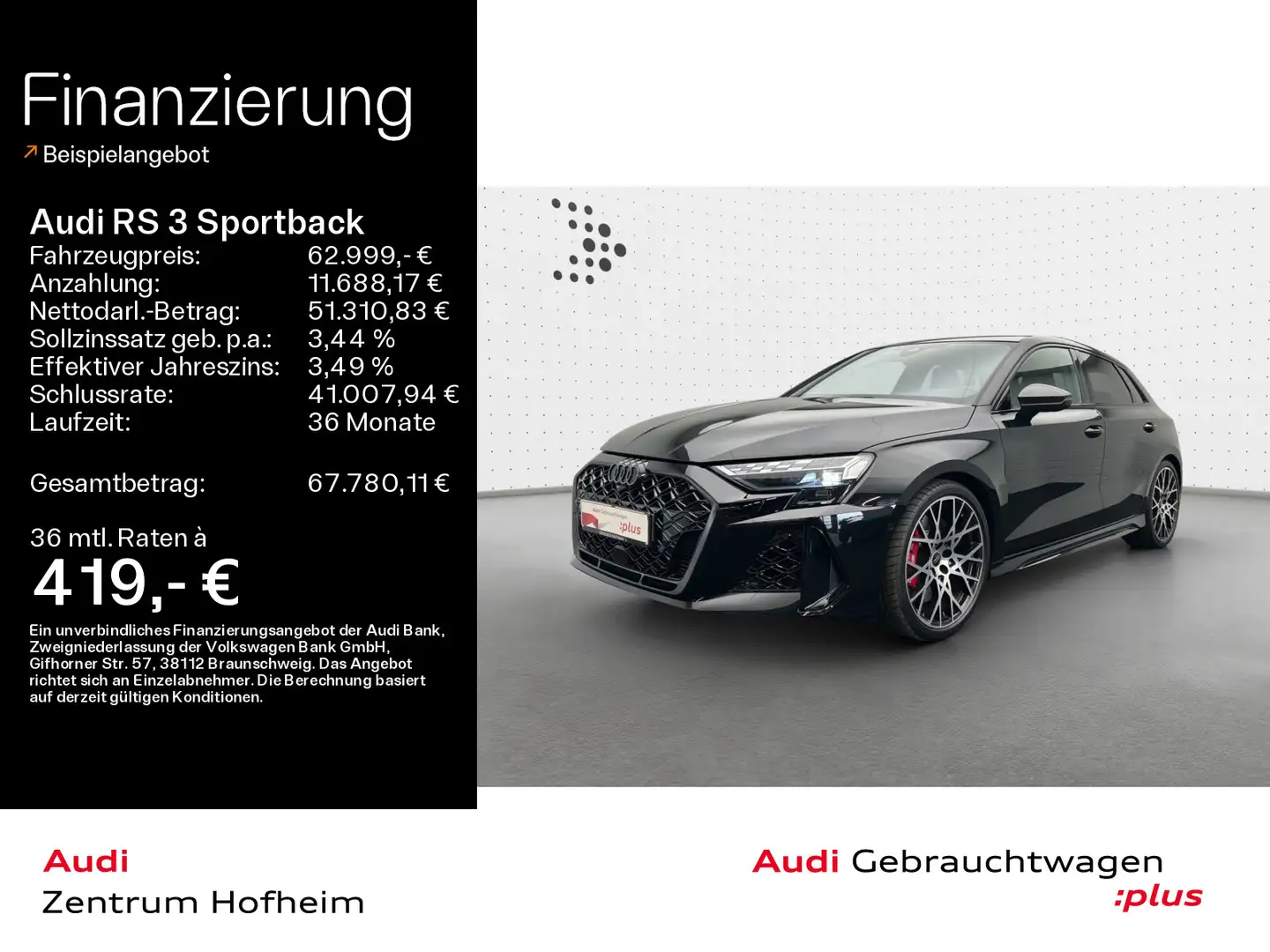 Audi RS3 *Sonos*HUD*280 km/h*Pano*Matrix*Vi Schwarz - 1